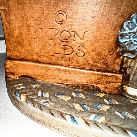 Vintage 1971 Byron Mold Girl with Grandfather Clock Figurine, Blue Bonnet Decor - Picture 13 of 13